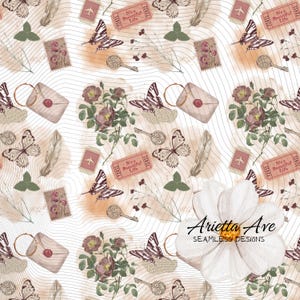 Vintage Altmodische Distressed Floral Nahtlos wiederholendes digitales Muster - Print on Demand, kommerzielle Nutzung, digitale Datei, Instant Download