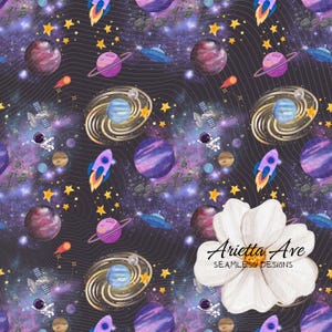 Anthrazit-Weltraum Planet Sterne Galaxie Nahtlos wiederholendes digitales Muster - Print-on-Demand, kommerzielle Nutzung, digitale Datei, sofortiger Download