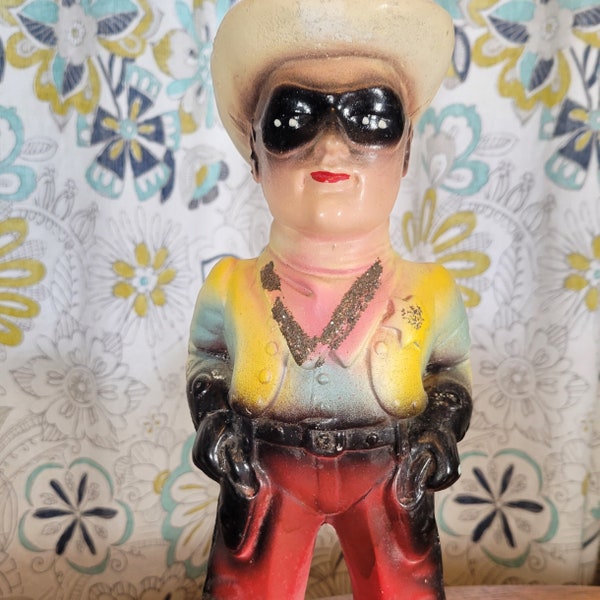 Vintage 1950's LONE RANGER Carnival Chalkware Masked Cowboy TV Show Figure 14.75" mid century art sculpture figurine cowboy hat western wear