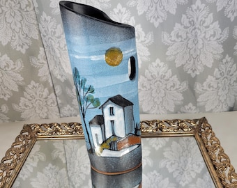 Vintage MCM Modernist Italian Pottery Vase by Romulus Verzolini for Studio Errevi