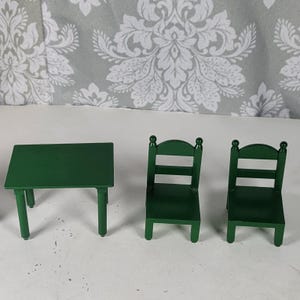 Vintage Sylvanian Families Kitchen Set – Green Table and Two Chairs