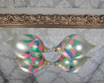 Vintage Glittery Mosaic Teardrop Christmas Ornament - Colombia