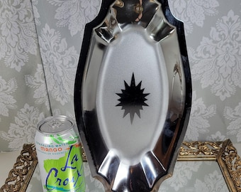 Vintage Metal Serving Tray with Atomic Starburst