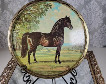 Black Stallion Horse Decorative Tin Wall Décor Vintage Jeanne Mellin 1966 MCM