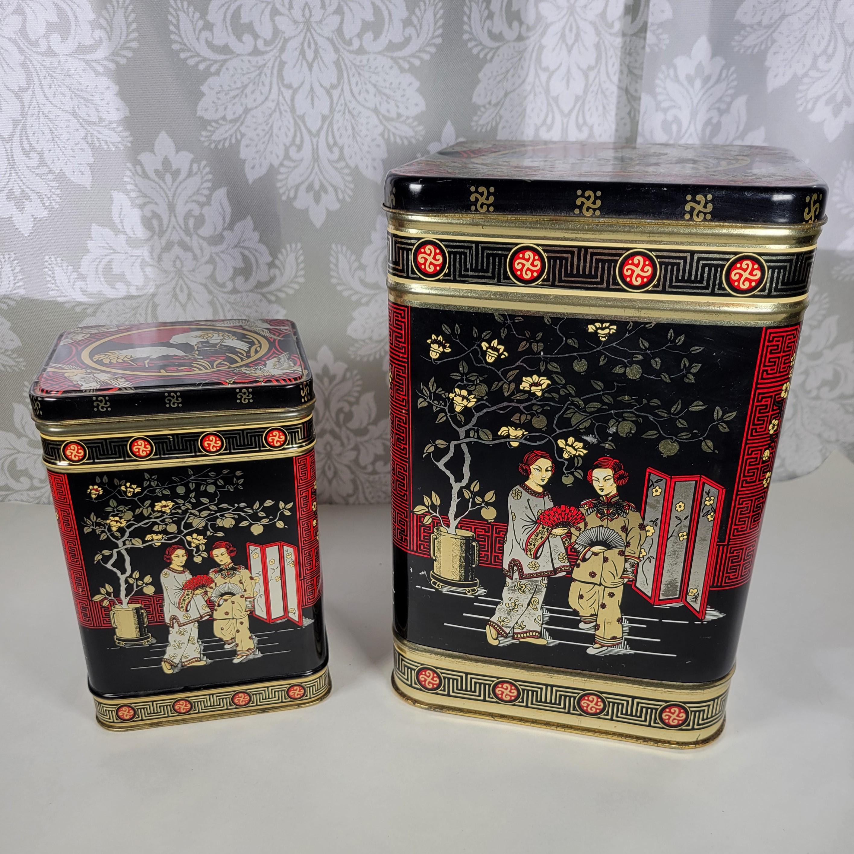 Vintage Japanese Style Tin Box - Etsy