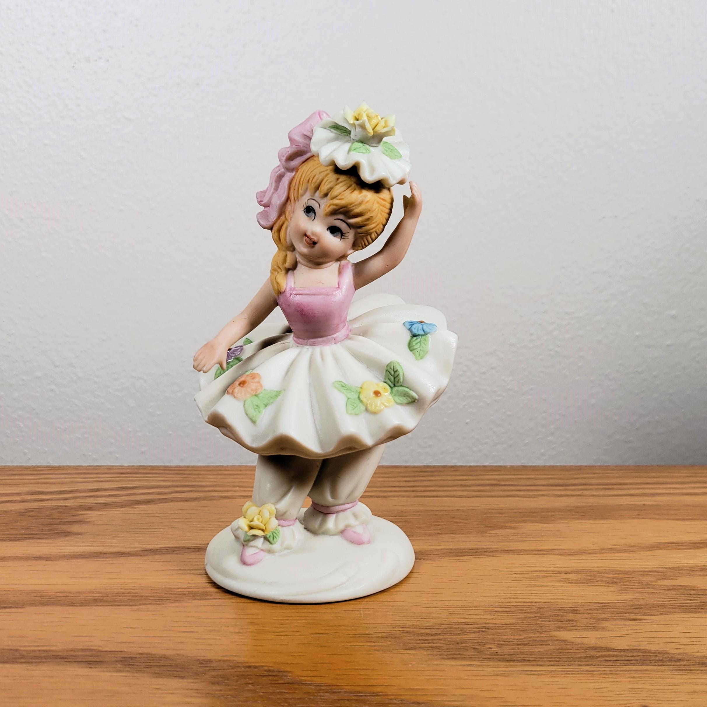 Vintage Lefton Ballerina Figurine: Antique Ivory, Pink Outfit