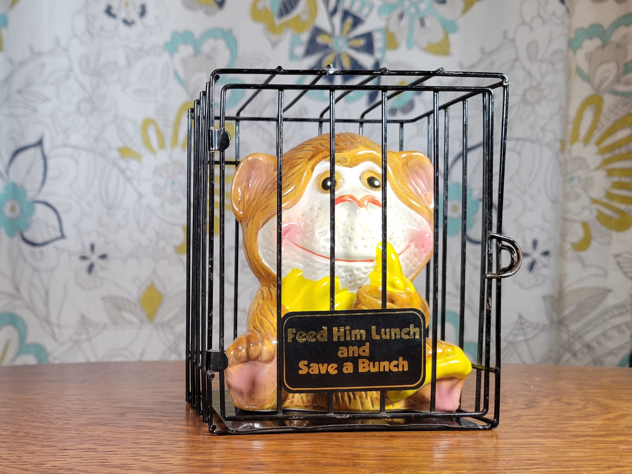Vintage 1980s Ceramic Monkey Gorilla Coin Bank, 