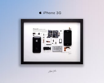 フレーム付き分解iPhoneアート、分解アート、フレーム付きiPhone 3g