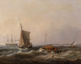 Feel the Wind and taste the spray in this original 19th century marine painting by the Philadelphia artist George Bonfield (1805-1898)