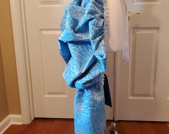 Teal and White Floral Huffen Bustle Skirt One Size Fits All