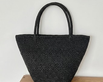 Handmade Raffia Tote Bag, Woven Straw Handbag, Summer Beach Bag for Women, Vacation Shoulder Bag