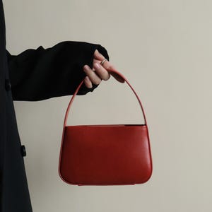 Minimale Lederhandtasche, kleine obere Griff, Damen Umhängetasche