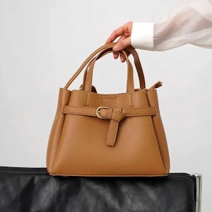 Minimalist Top Griff, Damen Ledertasche, Rindsleder Umhängetasche
