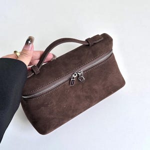 Suede Small Tote Bags, Suede Leather Clutch Bag, Genuine Suede Handbag