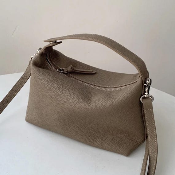 Small Top Handle Bag, Genuine Leather Shoulder Bag,Minimal Design Tote Bag