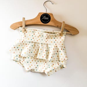 Rainbow Hearts Ruffle Bummie: Baby Diaper Cover Bloomer