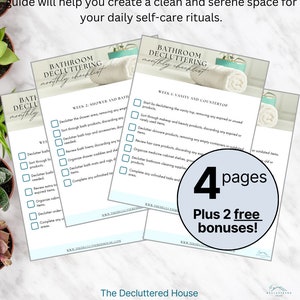 Bathroom Decluttering Checklist, Home Organization, Spring Cleaning, Decluttering Printable, Declutter Planner, Decluttering Binder