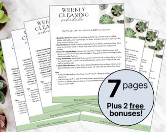 Weekly Cleaning Schedule, Home Organization, Spring Cleaning, Cleaning Printable, Cleaning Planner, Home Cleaning Binder, Cleaning Schedule