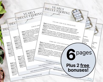 Yearly Decluttering Guide, Home Organization, Spring Cleaning, Decluttering Printable, Declutter Planner, Decluttering Binder