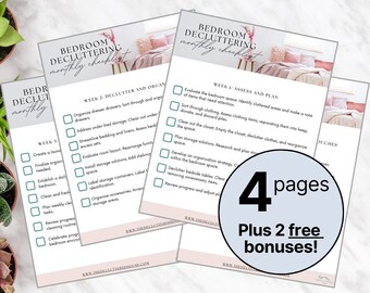 Bedroom Decluttering Checklist, Home Organization, Spring Cleaning, Decluttering Checklist Printable, Declutter Planner, Decluttering Binder
