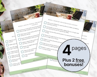 Digital Decluttering Checklist, Home Organization, Spring Cleaning, Decluttering Printable, Declutter Planner, Decluttering Binder