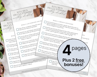 Kitchen Decluttering Checklist, Home Organization, Spring Cleaning, Decluttering Printable, Declutter Planner, Decluttering Binder