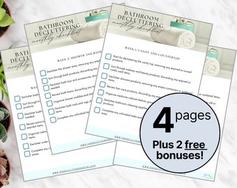 Bathroom Decluttering Checklist, Home Organization, Spring Cleaning, Decluttering Printable, Declutter Planner, Decluttering Binder