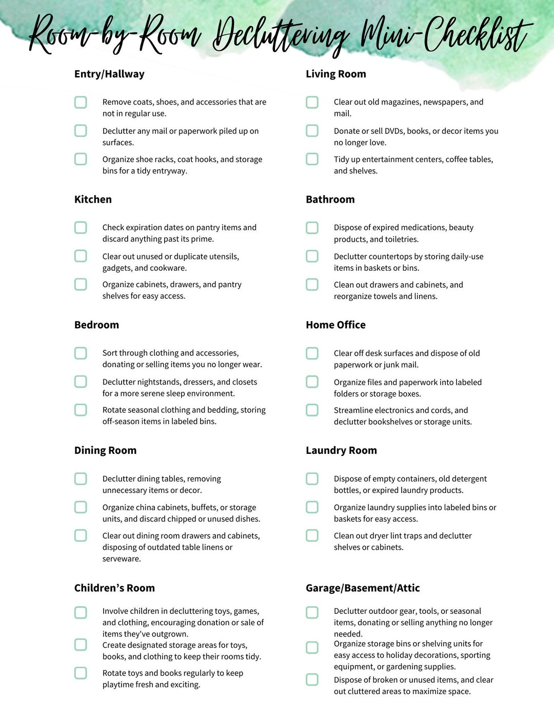 Room-by-room Decluttering Mini-guide, Home Organization, Spring ...
