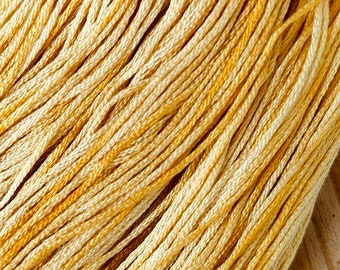 Mad About SAFFRON, hand-dyed 6 strand cotton floss, variegated yellow floss,  DMC hand dyed floss, cross stitch, needlework,  embroidery,
