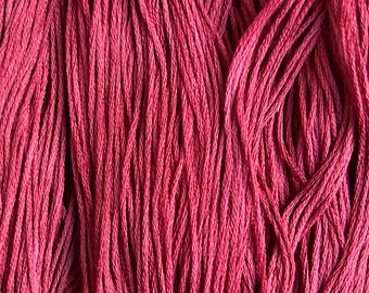 JOLENE, hand-dyed 6 strand cotton floss, a beautiful red color, one of our customer favorites.  DMC hand dyed floss, cross stitch.