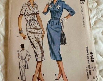 Vintage McCall's 4448 Pattern, size 14-1/2 Tailored sheath dress