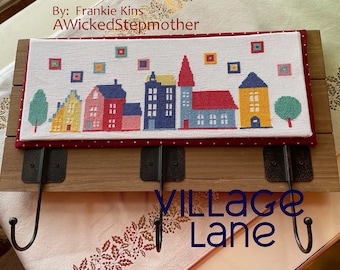 VILLAGE LANE, PDF Download Counted Cross Stitch Chart, Embroidery, Needlework, Houses, Cross Stitch, AWickedStepmother, Colored Houses