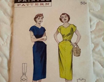 Vintage Butterick Wiggle Dress Pattern, size 18 Tailored sheath dress