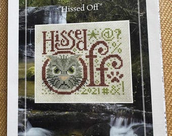Hissed Off, Counted Cross Stitch Pattern, Silver Creek Samplers, cat, whimsy, small stitch, AWickedStepmother, cat lover, quick stitch, hiss