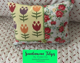 SCANDINAVIAN TULIPS, PDF Downloadable Counted Cross Stitch Chart/Pattern, tulips, spring, easy stitching, cross stitch, AWickedStepmother