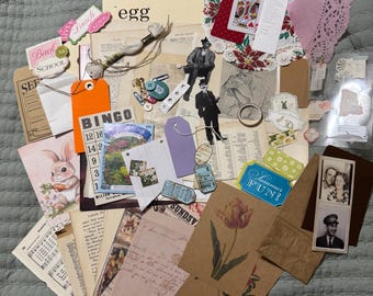 Ephemera Pack, 80 pieces, some Vintage, Junk Journals, Collage or Mixed Media
