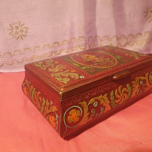 Coffret hollandais des années 80 boîte à bijoux décor bateau voilier