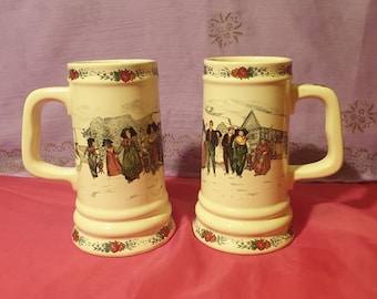 SELTENES Paar Humpen von Obernai Sarreguemines