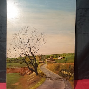 Pintura al óleo sobre cartón pintado a mano Provence Le petit Thiers firmado