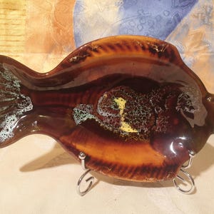 Vintage fish pocket emptier or butter dish made in Vallauris France