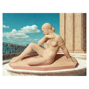 Art Deco woman sculpture statue signed stamped ceramic