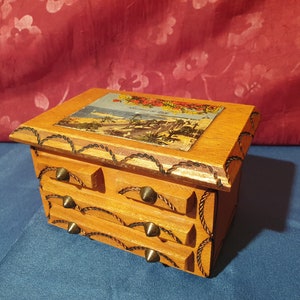 Wooden chest of drawers souvenir box from Nice Croisette cruise ship
