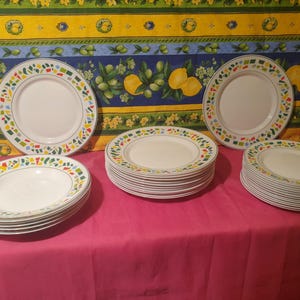 80s Vintage Arcopal France 6 Multi-Colored Geometric Patterned Soup Plates