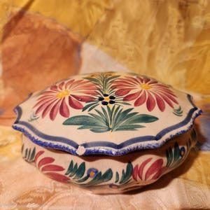 Bonbonnière boite à bijoux vintage céramique Henriot Quimper avec couvercle