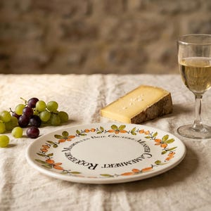 Juego de 12 platos para queso pintados a mano de Gien Ma Cuisine – Loza francesa vintage.