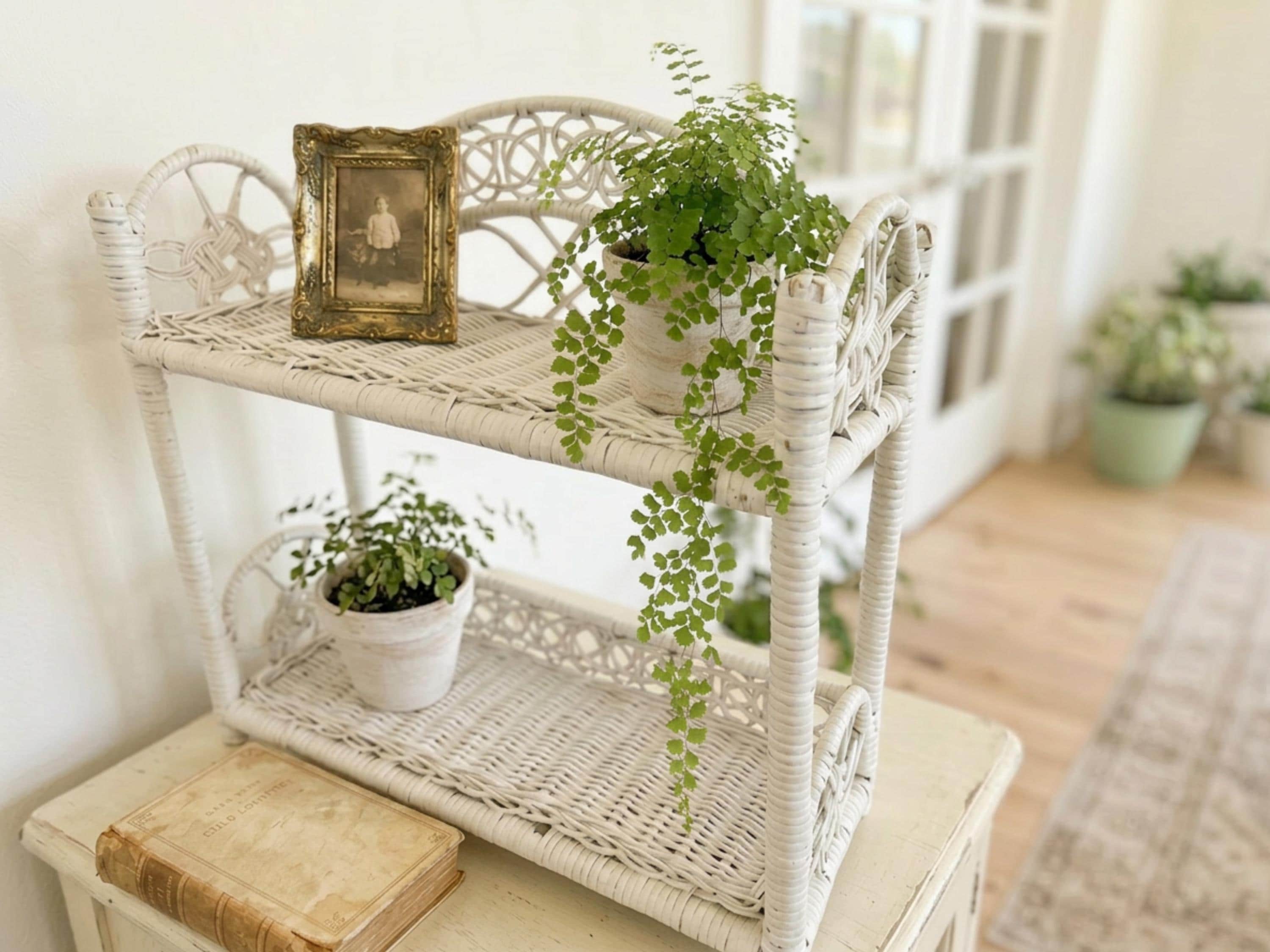 70s Rattan Shelf - Etsy Canada