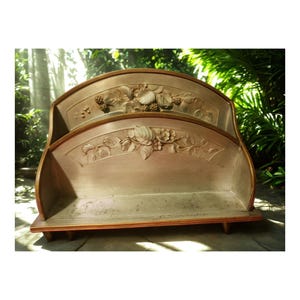 Organizador de escritorio para correo Art Nouveau, decoración de oficina, servilletero de peltre