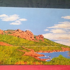 Pintura al óleo sobre cartón pintado a mano Provenza Costa Azul Mar