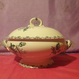 ALM U&C Sarreguemines Digoin Duclas-Kaisky Béziers iron earth vegetable soup tureen with flower decoration