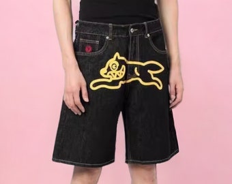 y2k bedruckte Streetwear-Shorts, locker sitzende y2k-Shorts, japanische Streetwear-Shorts, lässige y2k-Streetwear-Shorts